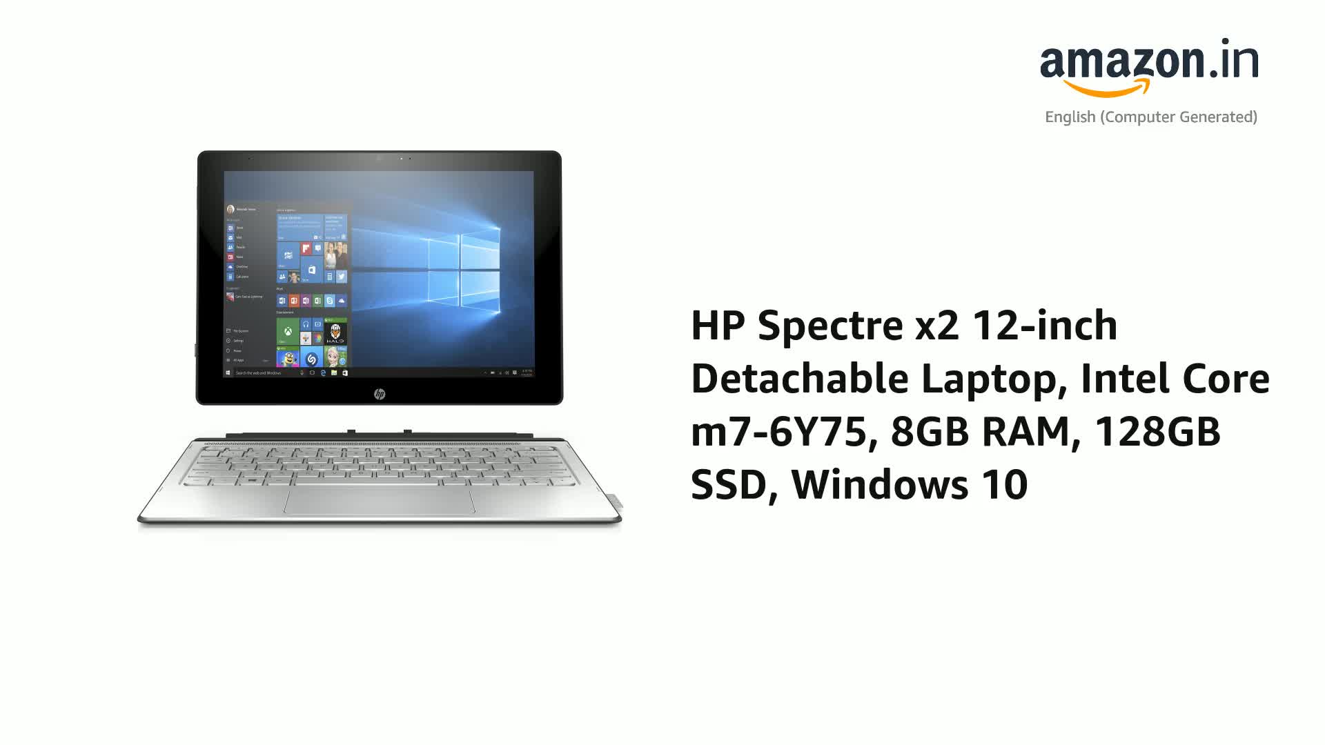 HP Spectre x2 12-inch Detachable Laptop, Intel Core m7-6Y75, 8GB